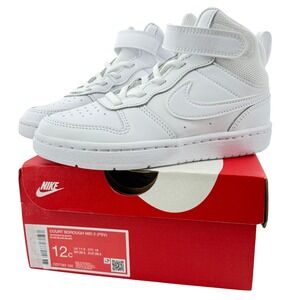 Nike‎ Court Borough Mid 2 Sneakers White/White/White 12 Little Kid (12C) NWB